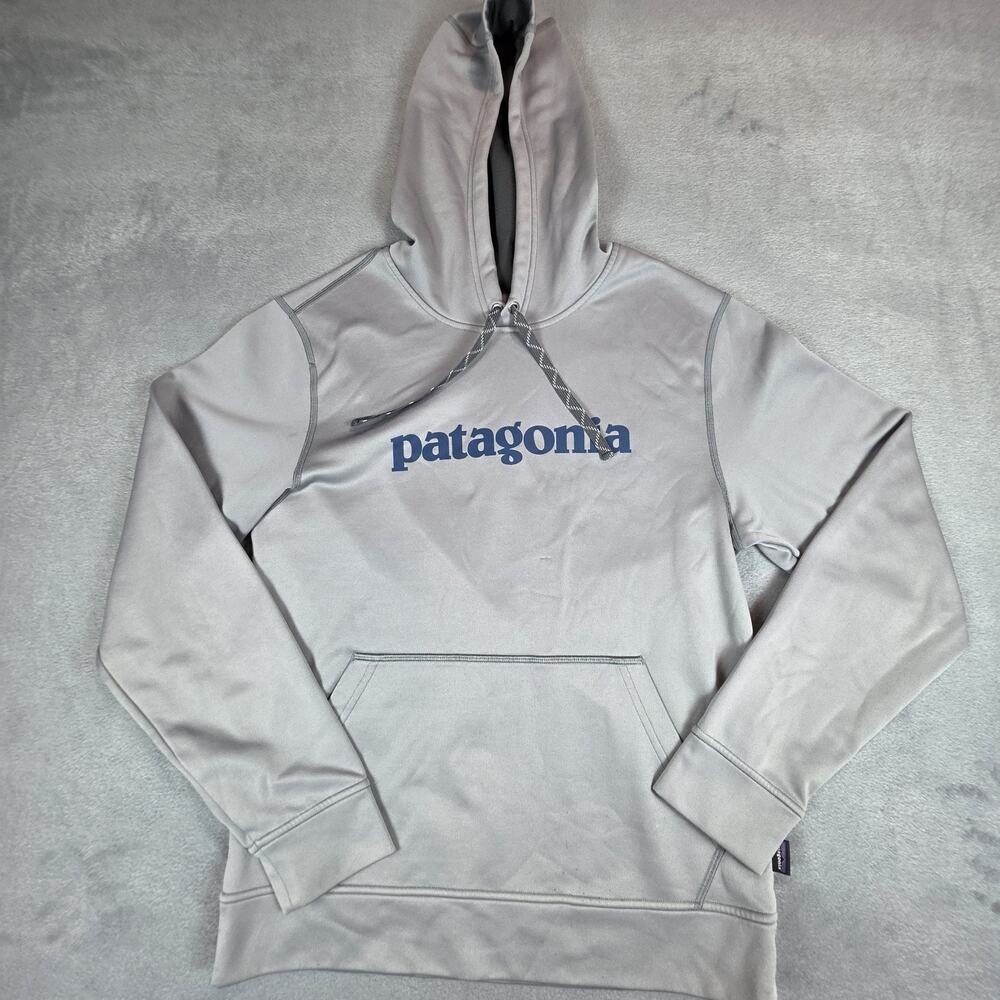 Patagonia Gray Hoodie Sweatshirt Womens Small Logo Pullover Worn Wear